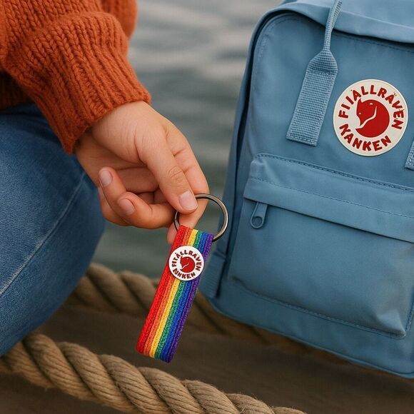 Fjällräven Kånken Rainbow Woven Keyring - Bag Charm Trendy Style - Picture 1 of 2